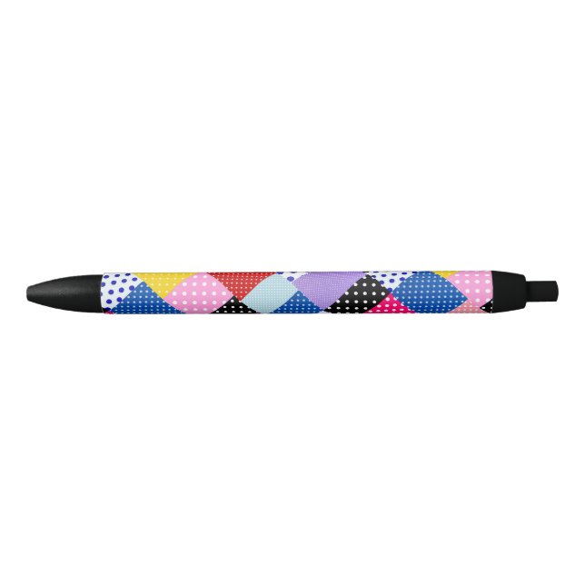 Colourful Modern Mosaic Dots Pattern           Black Ink Pen (Front)