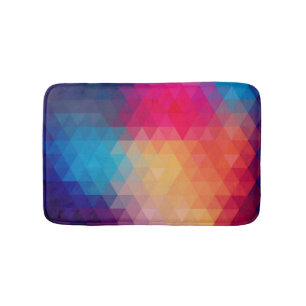 Colourful Modern Mosaic Geometric Pattern Bath Mat