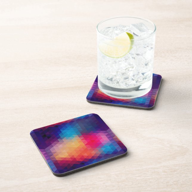Colourful Modern Mosaic Geometric Pattern Coaster (Right Side)
