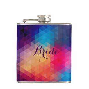 Colourful Modern Mosaic Geometric Pattern Hip Flask