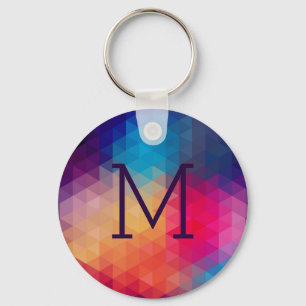 Colourful Modern Mosaic Geometric Pattern Keychain