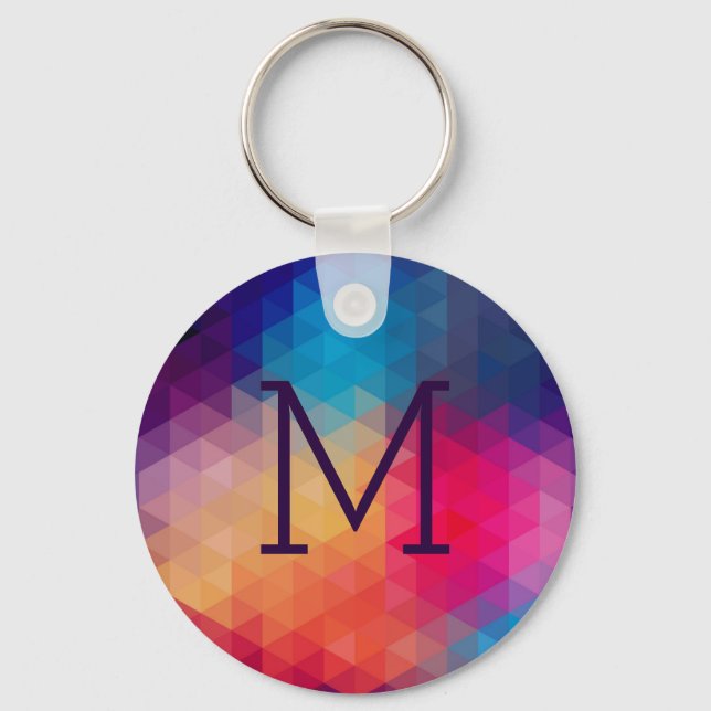 Colourful Modern Mosaic Geometric Pattern Keychain (Front)