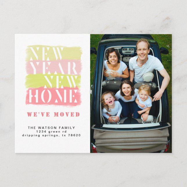 Colourful Modern Moving Announcement Postcard (Front)
