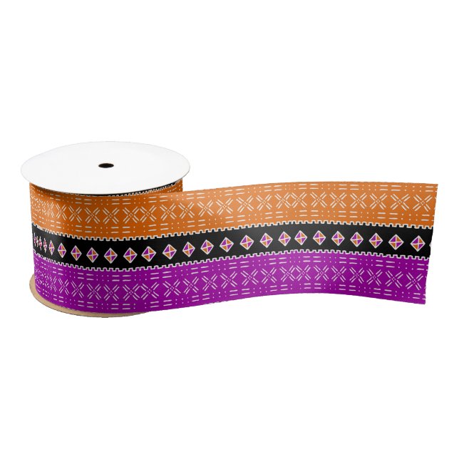 Colourful Modern Mud Cloth Design  Satin Ribbon (Spool)