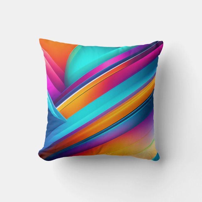 Colourful modern Multi Colour geometric art Throw Pillow (Front)
