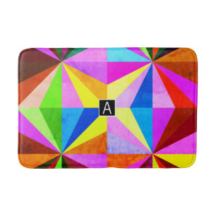 Colourful Modern Multi-Coloured Geometric Bath Mat
