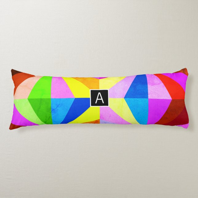 Colourful Modern Multi-Coloured Geometric | Monogr Body Pillow (Front)