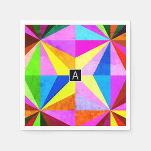 Colourful Modern Multi-Coloured Geometric Monogr Napkin