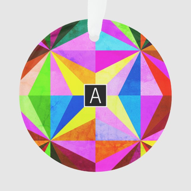 Colourful Modern Multi-Coloured Geometric | Monogr Ornament (Front)