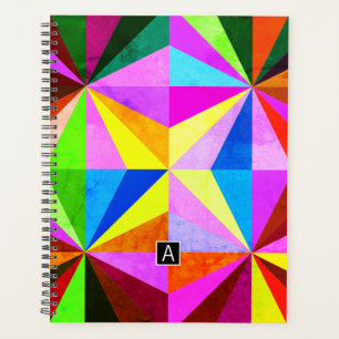 Colourful Modern Multi-Coloured Geometric Monogr Planner