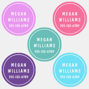 Colourful Modern Name Waterproof Labels