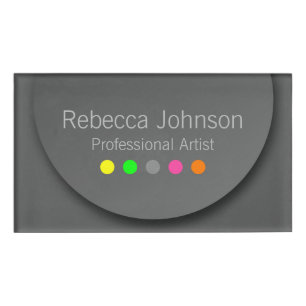 Colourful Modern Neon Polka Dots on Anthracite Name Tag