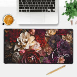Colourful Modern Paper Flowers Personalized Name Desk Mat<br><div class="desc">Colourful Modern Paper Flowers Calligraphy Script Personalized Name Desk Mat features burgundy, red, purple, cream and green paper flowers with your personalized name in an elegant modern calligraphy script. Perfect gift for family and friends for birthday, Christmas, Mother's Day, Grandparents, sister, wife, girlfriend, partner, best friends, work colleagues and more....</div>