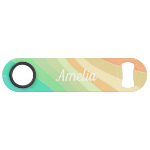 Colourful Modern Pastel Waves Pattern Personalised Bar Key