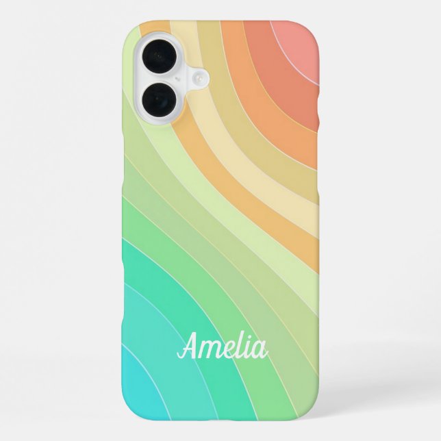 Colourful Modern Pastel Waves Pattern Personalised iPhone Case (Back)
