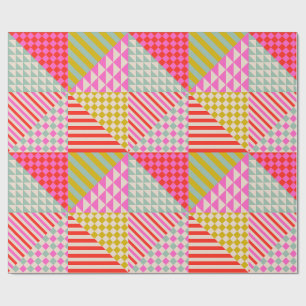 Colourful Modern Patchwork Quilt Wrapping Paper