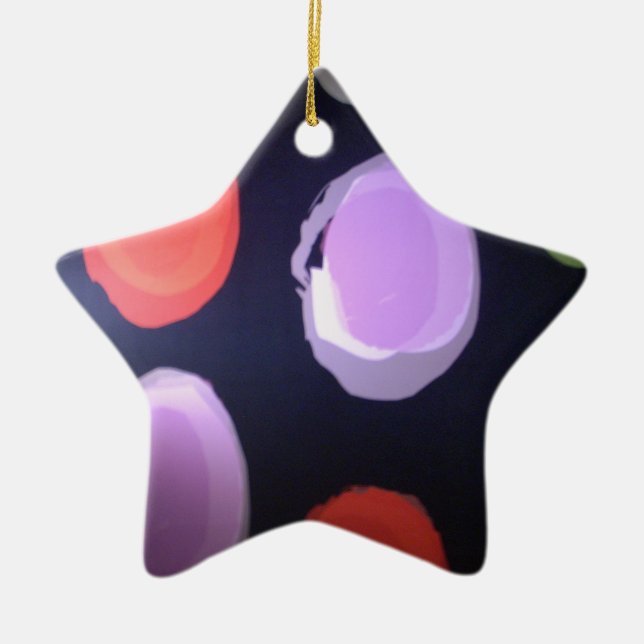 Colourful Modern Pattern Polka Dot Art Print Ceramic Ornament (Front)