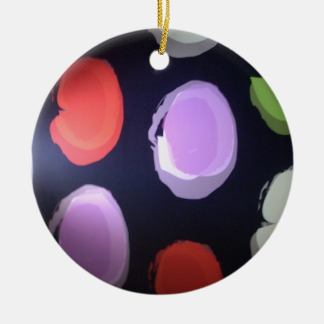 Colourful Modern Pattern Polka Dot Art Print Ceramic Ornament (Front)