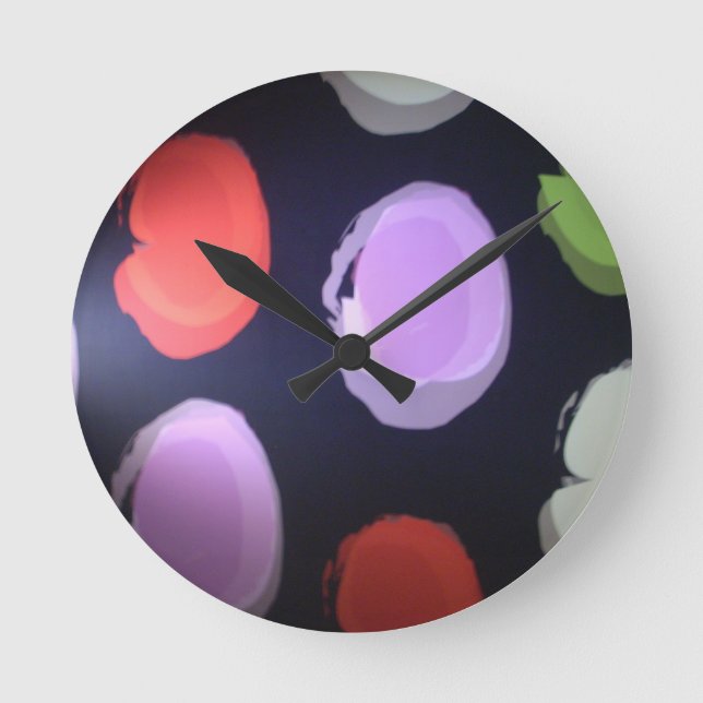 Colourful Modern Pattern Polka Dot Art Print Round Clock (Front)