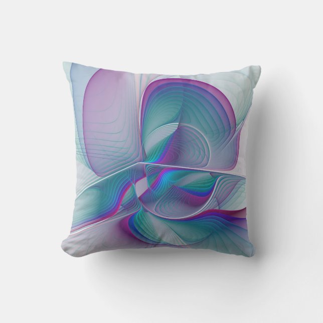 Colourful Modern Pink Blue Turquoise Fractal Art Throw Pillow (Front)