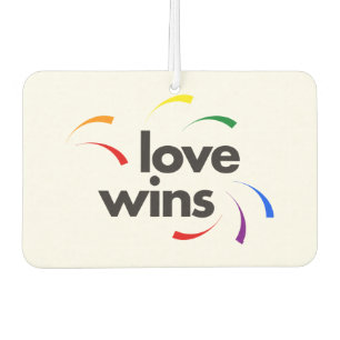 Colourful, modern, playful design of Love Wins Air Freshener