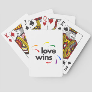 Colourful, modern, playful design of Love Wins Playing Cards