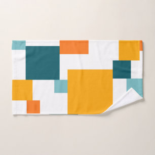 Colourful, modern, playful square geometric patter hand towel