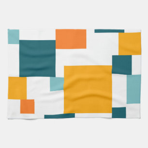 Colourful, modern, playful square geometric patter kitchen towel