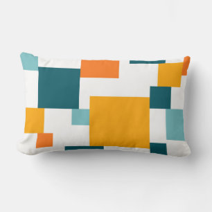 Colourful, modern, playful square geometric patter lumbar pillow