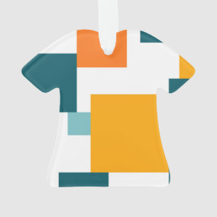 Colourful, modern, playful square geometric patter ornament