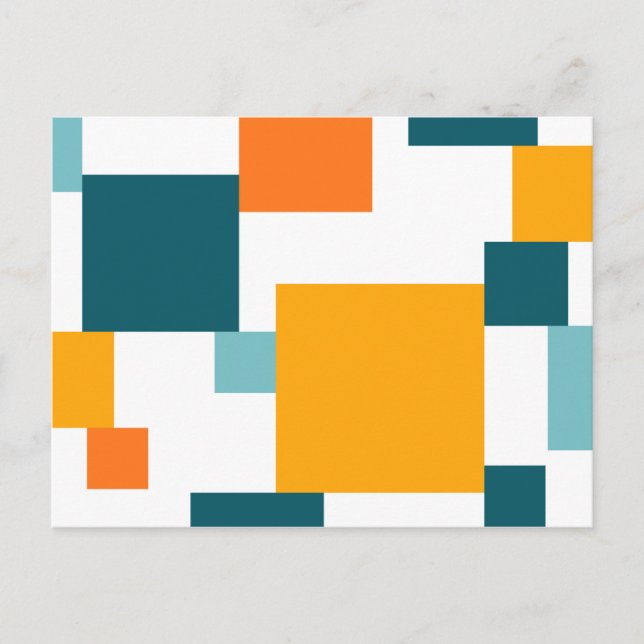 Colourful, modern, playful square geometric patter postcard (Front)