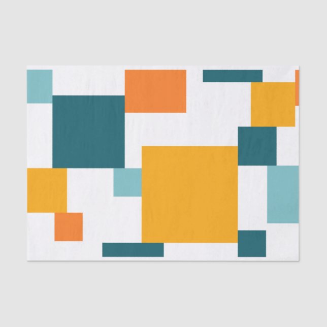 Colourful, modern, playful square geometric patter tissue paper (Front)