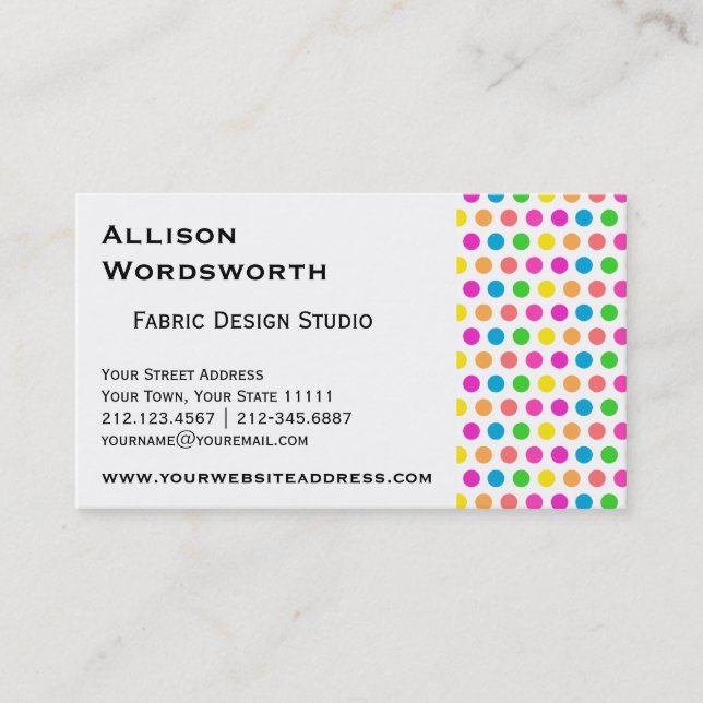 Colourful Modern Polka Dot Fun Pattern Business Card (Front)