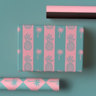 Colourful Modern Preppy Tropical Pink Palm Wrapping Paper Sheet