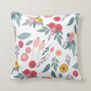 Colourful Modern Pretty Floral Pattern Throw Pillow