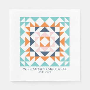 Colourful Modern Quilt Block Geometric Custom Napkin