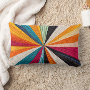 Colourful Modern Quilt Texture Pattern Lumbar Pillow