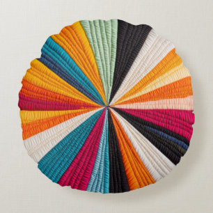 Colourful Modern Quilt Texture Pattern Round Pillow