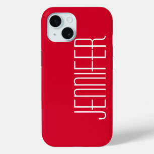 Colourful Modern Red Personalized Jumbo Name iPhone 15 Case