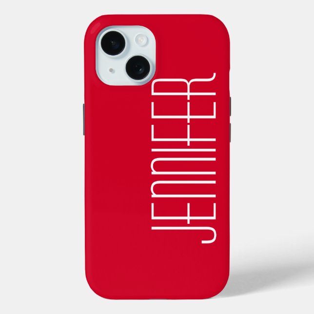 Colourful Modern Red Personalized Jumbo Name Case-Mate iPhone Case (Back)