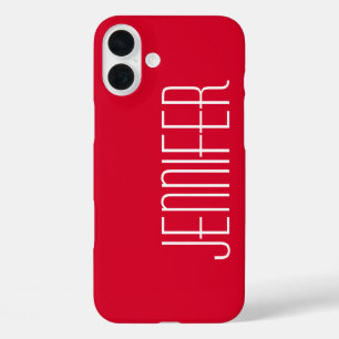 Colourful Modern Red Personalized Jumbo Name iPhone 16 Plus Case