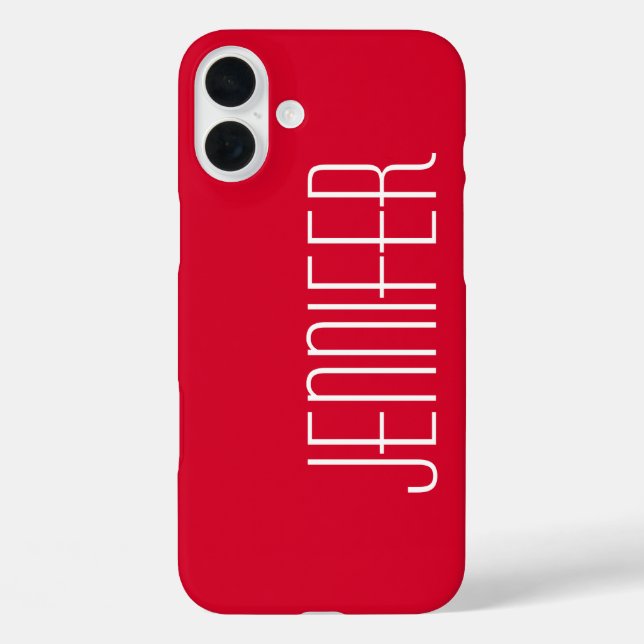 Colourful Modern Red Personalized Jumbo Name Case-Mate iPhone Case (Back)