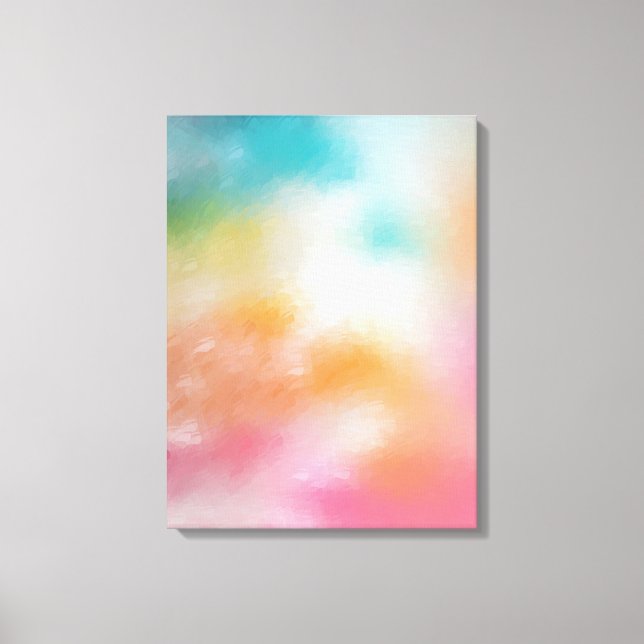 Colourful Modern Red Pink Blue Abstract Art Trendy Canvas Print (Front)