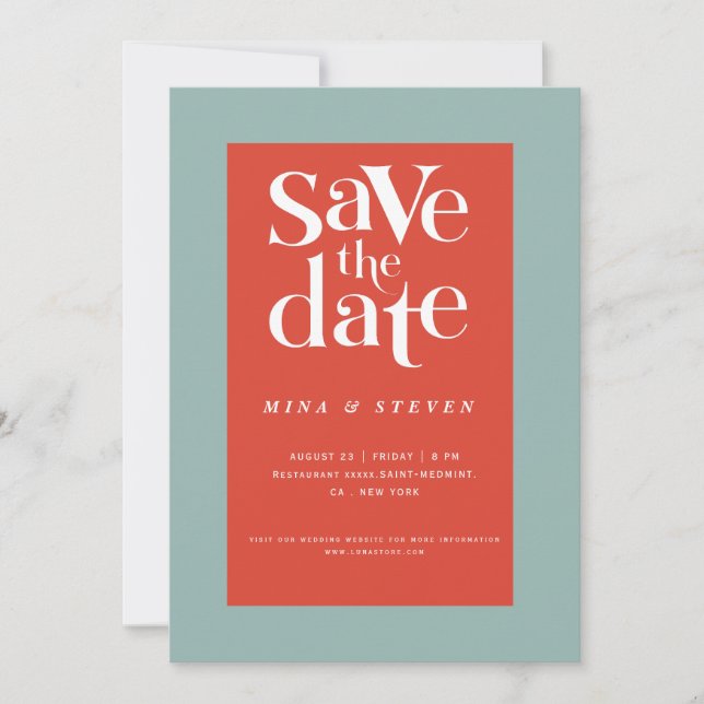 Colourful modern Retro groovy wedding  Save The Date (Front)
