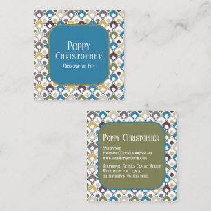 Colourful Modern Retro Pattern 14.11 Square Business Card