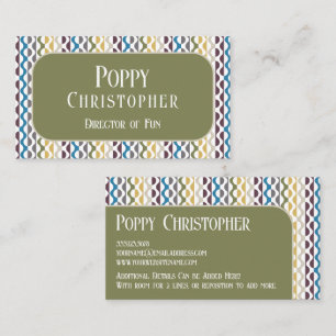Colourful Modern Retro Wave Pattern 9.11 Business Card