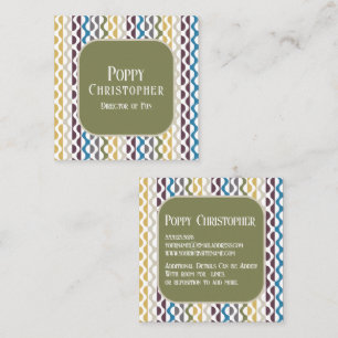 Colourful Modern Retro Wave Pattern 9.11 Square Business Card