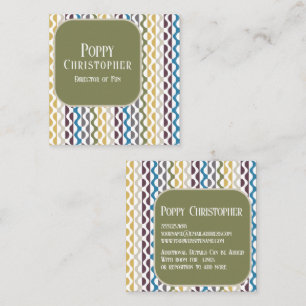 Colourful Modern Retro Wave Pattern 9.11 Square Business Card