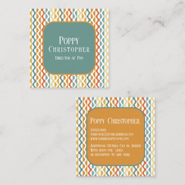 Colourful Modern Retro Wave Pattern 9.8 Square Business Card (Front/Back)