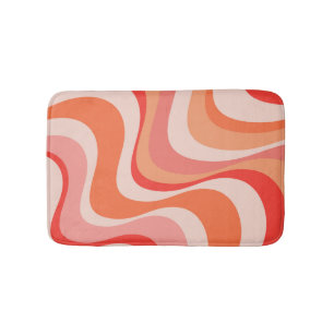 Colourful modern retro waves design bath mat